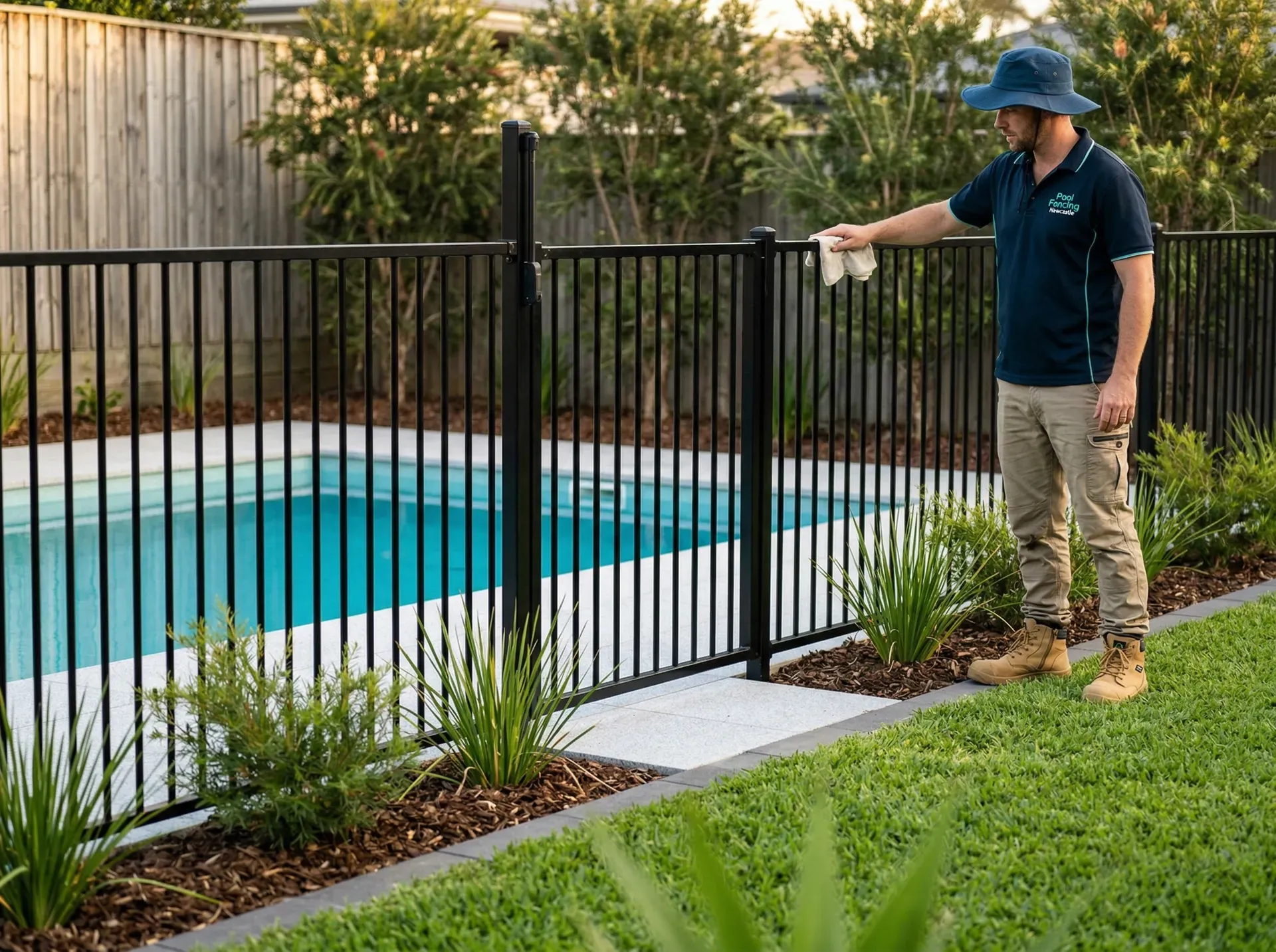 Powder-coated aluminium pool fence