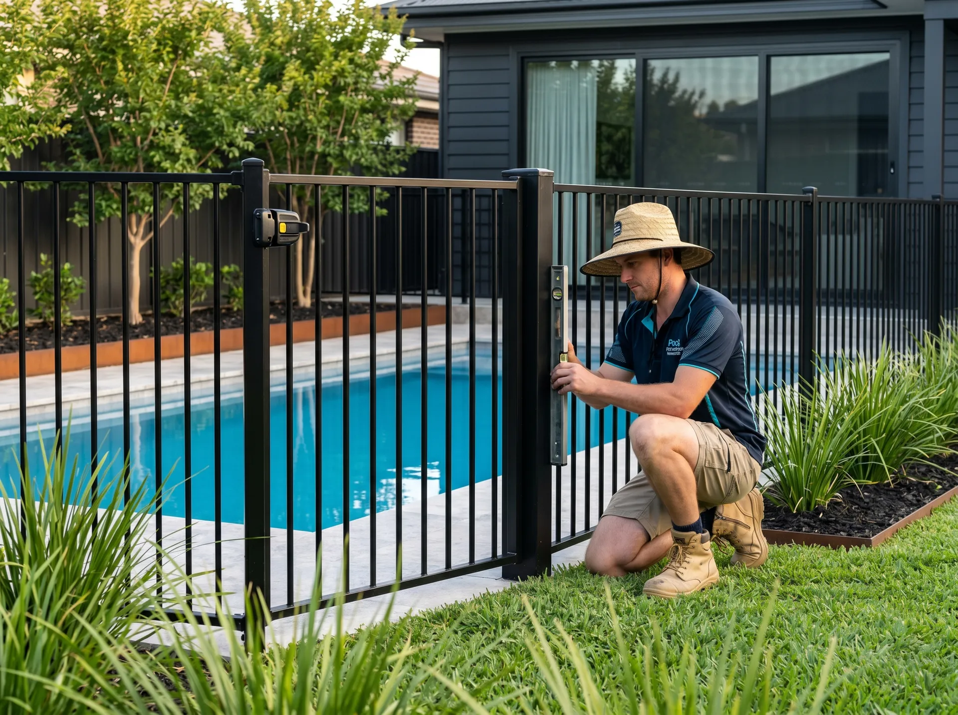 Powder-coated aluminium pool fence